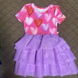 Pink Heart Dress with Purple Tulle Skirt